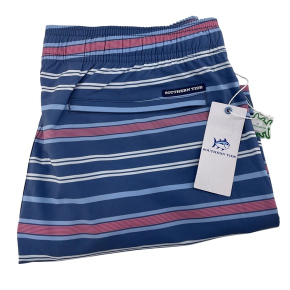 NEW SOUTHERN TIDE Men's‎ Breton Stripe Swim Trunk Coronet Blue Size Medium - Picture 3 of 10